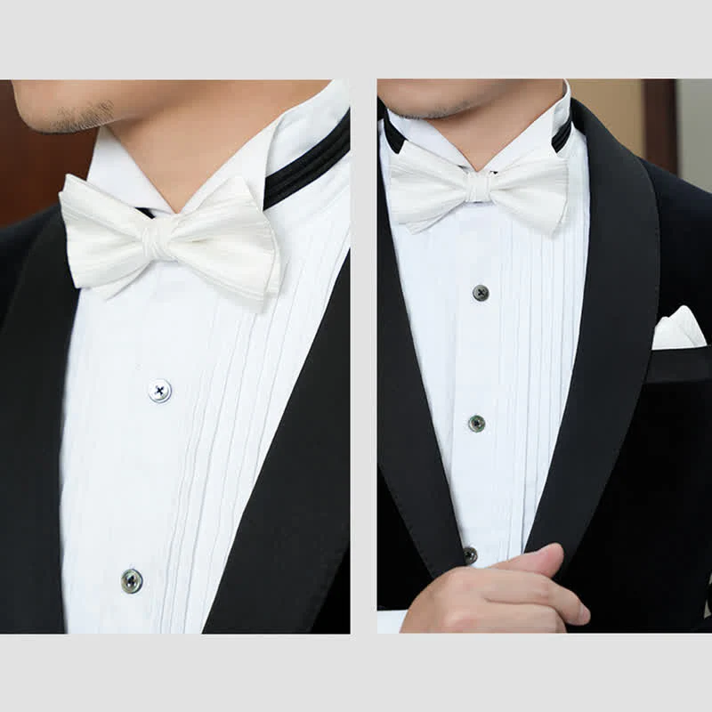 Men's Solid Color Twilled Formal Wedding Bow Tie - Image 4