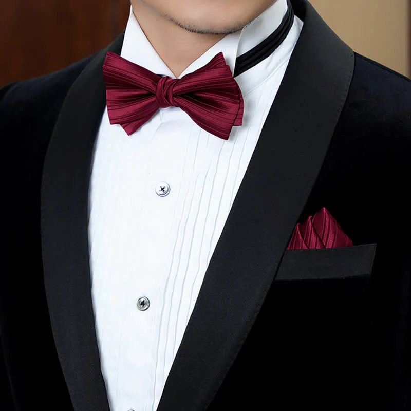Men's Solid Color Twilled Formal Wedding Bow Tie - Image 9