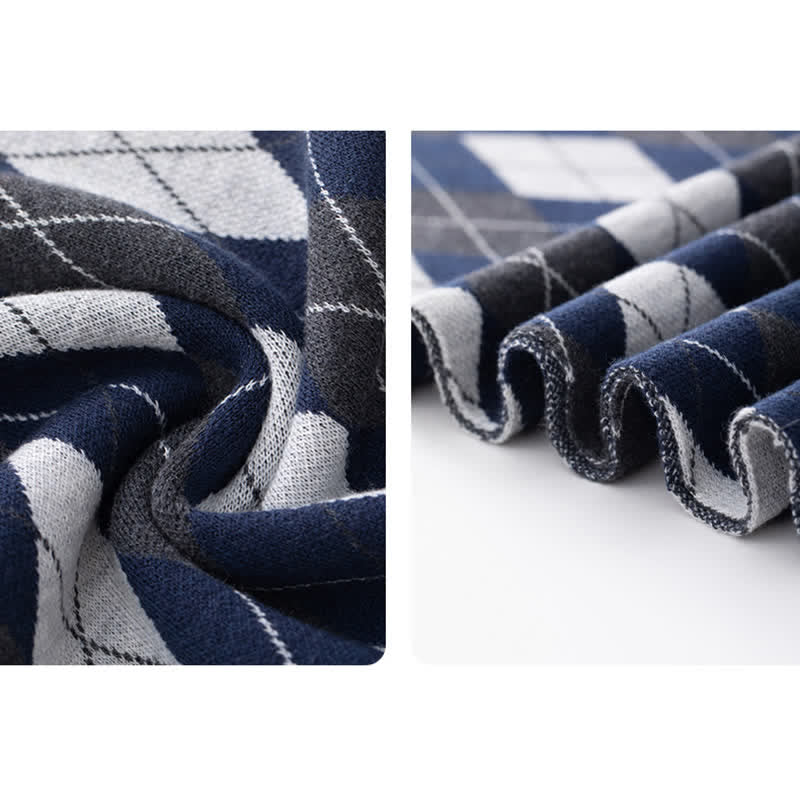 Men's Sophisticated Argyle Patterned Business Scarf - Image 5