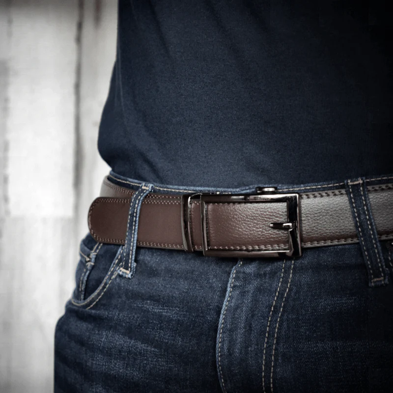 Men's Sophisticated Hollow Automatic Buckle Leather Belt - Image 5