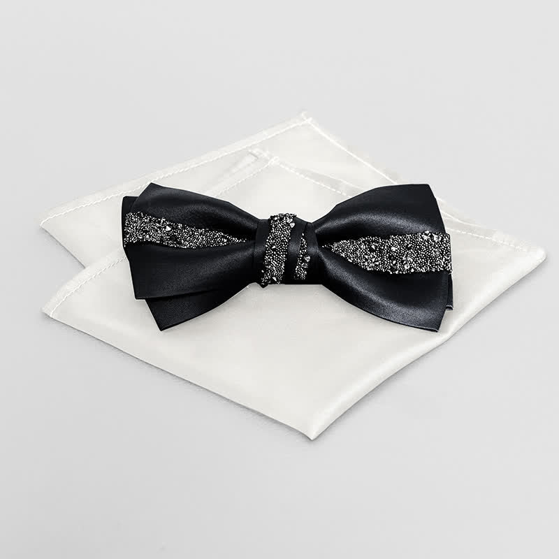 Men's Sparkling Glitter Bow Tie Pocket Square - Image 13
