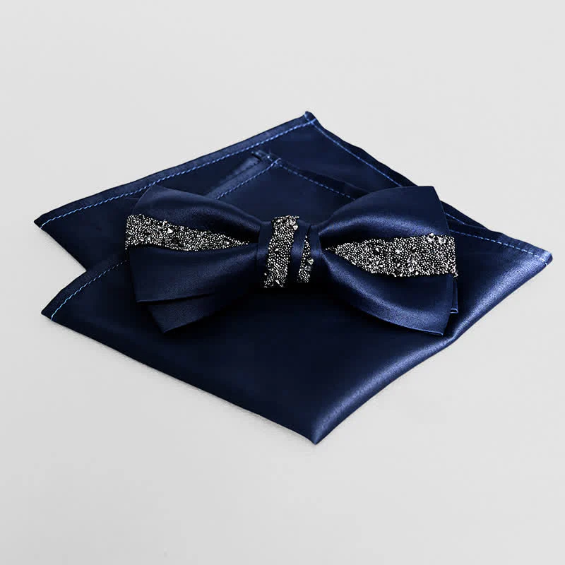 Men's Sparkling Glitter Bow Tie Pocket Square - Image 5