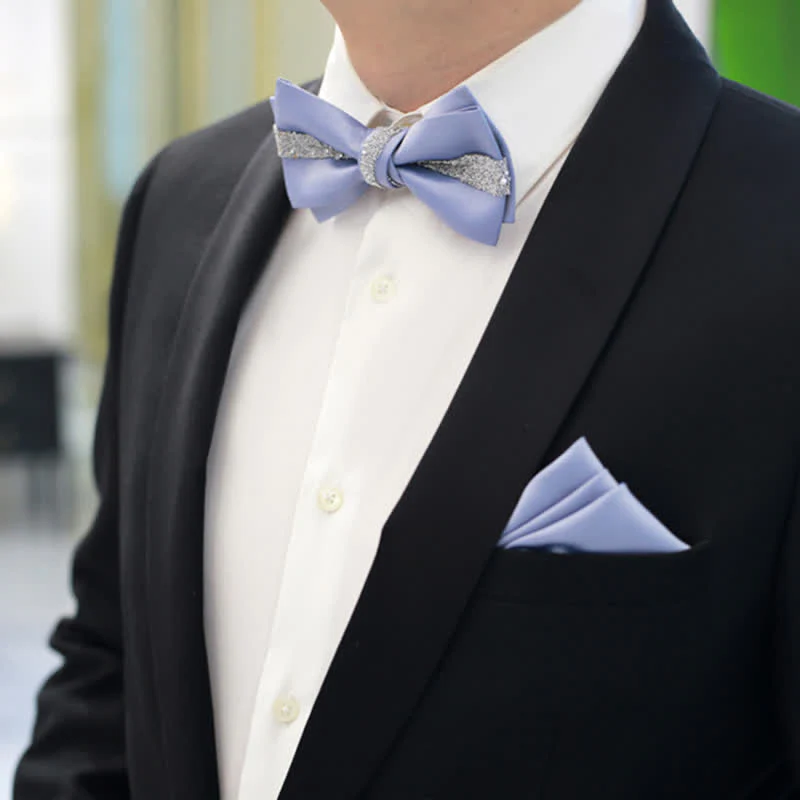 Men's Sparkling Glitter Bow Tie Pocket Square - Image 8