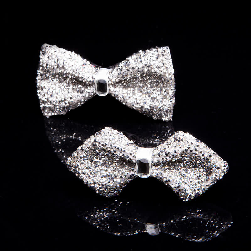 Men's Sparkling White Rhinestones Gem Bow Tie - Image 2