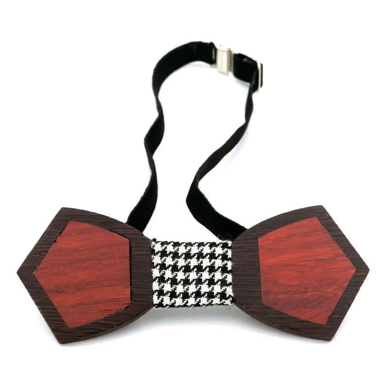 Men's Spliced Stylish Butterfly Wooden Bow Tie - Image 2