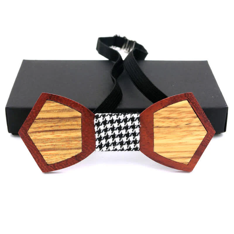 Men's Spliced Stylish Butterfly Wooden Bow Tie - Image 4