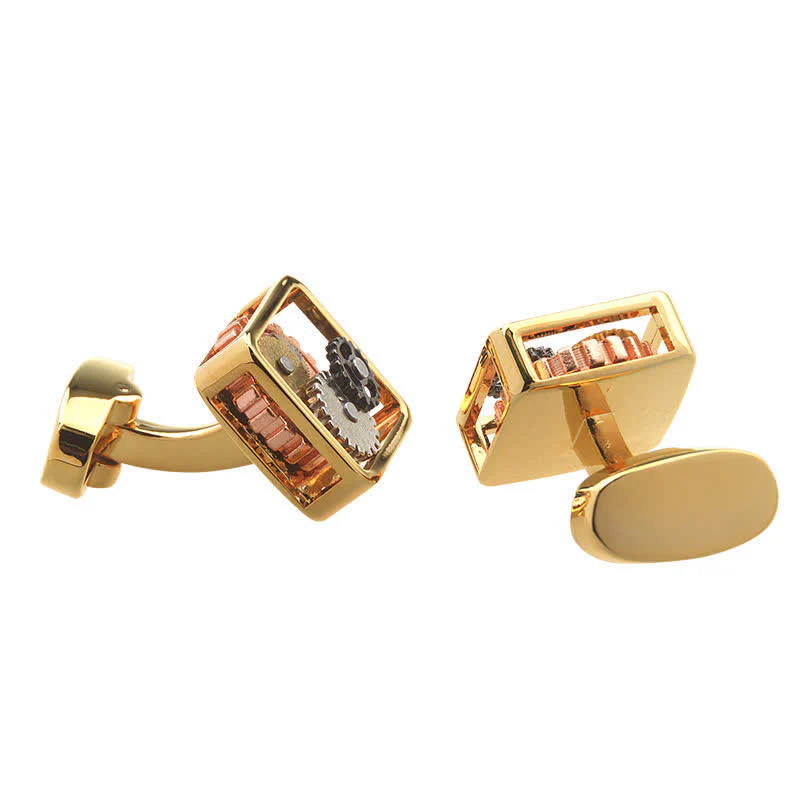 Men's Square Mechanical Art Steampunk Gears Cufflinks - Image 2
