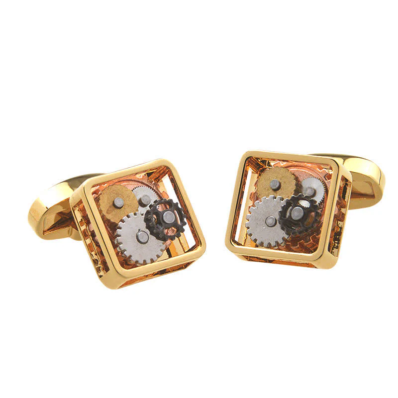 Men's Square Mechanical Art Steampunk Gears Cufflinks - Image 5