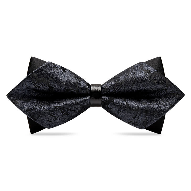 Men's Stylish Paisley Double Layers Pionted Bow Tie - Image 10