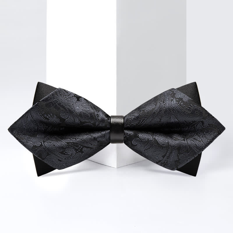 Men's Stylish Paisley Double Layers Pionted Bow Tie - Image 12
