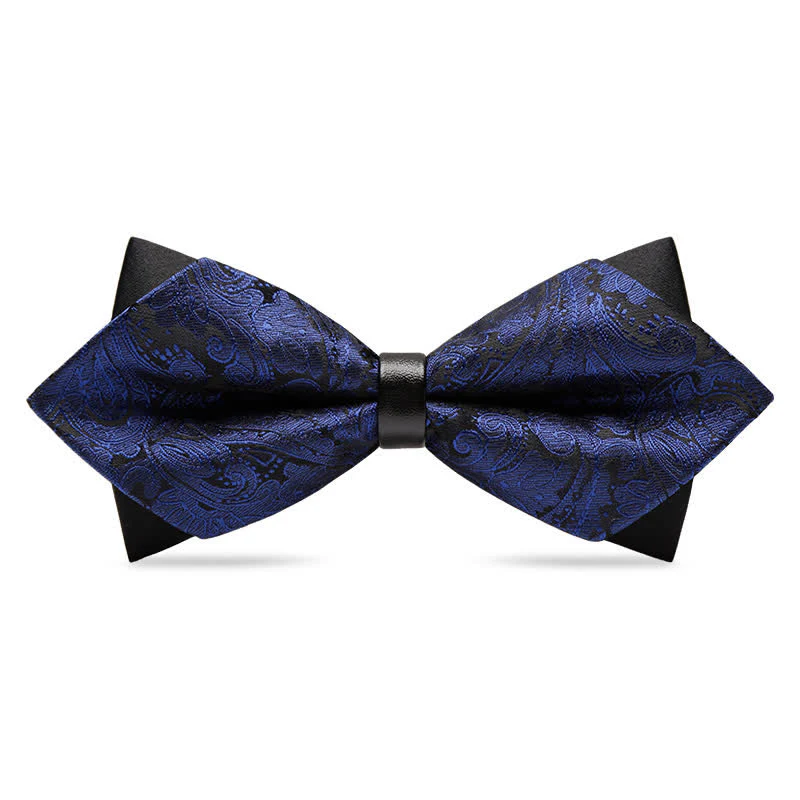 Men's Stylish Paisley Double Layers Pionted Bow Tie - Image 14