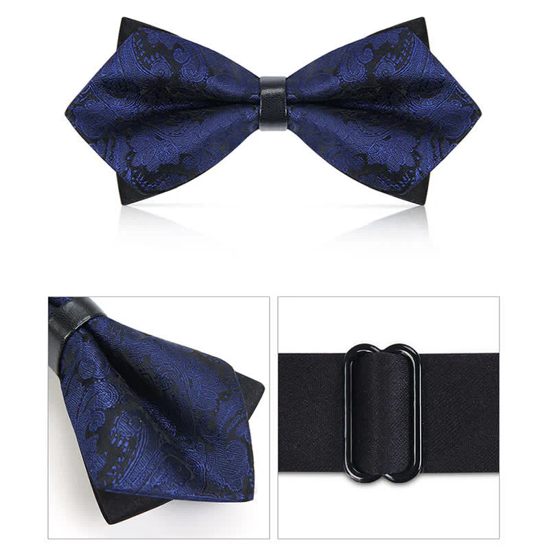 Men's Stylish Paisley Double Layers Pionted Bow Tie - Image 15