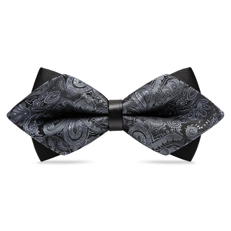 Men's Stylish Paisley Double Layers Pionted Bow Tie - Image 3