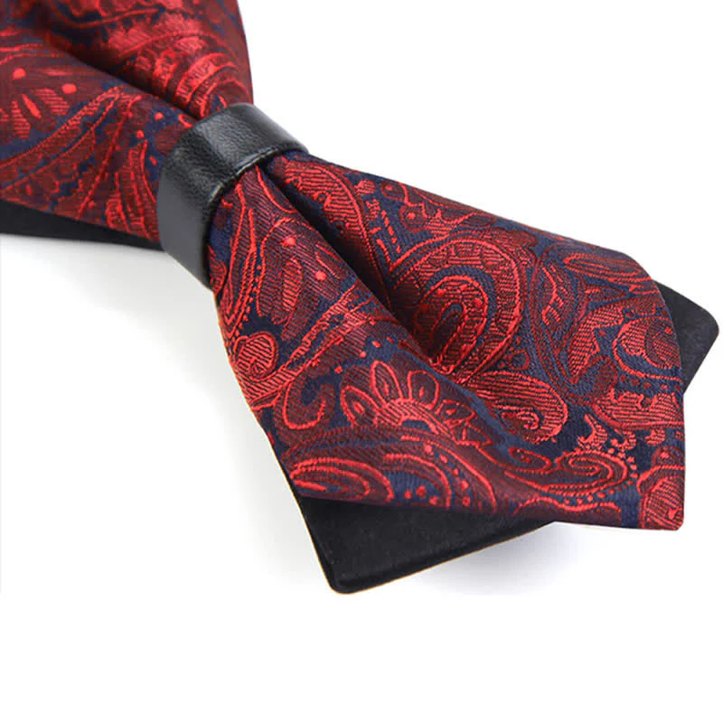 Men's Stylish Paisley Double Layers Pionted Bow Tie - Image 7