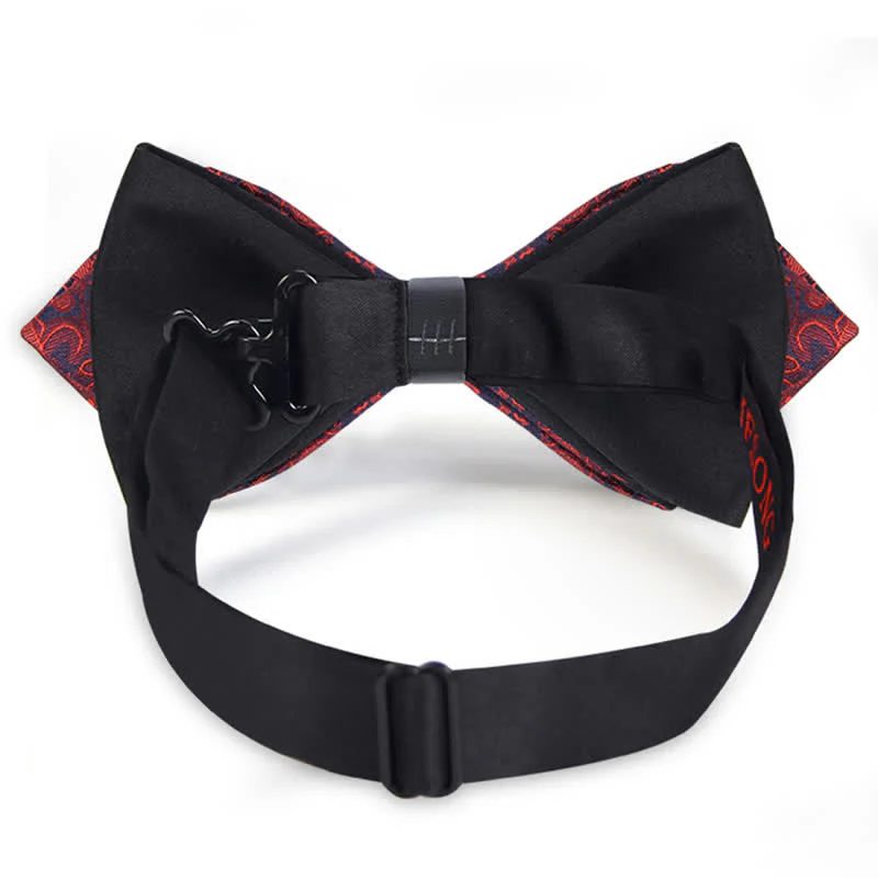 Men's Stylish Paisley Double Layers Pionted Bow Tie - Image 9