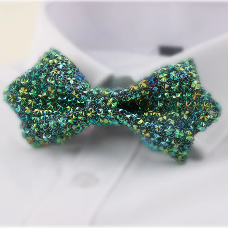 Men's Star Shape Double Layered Pointed Rhinestone Bow Tie - Image 4