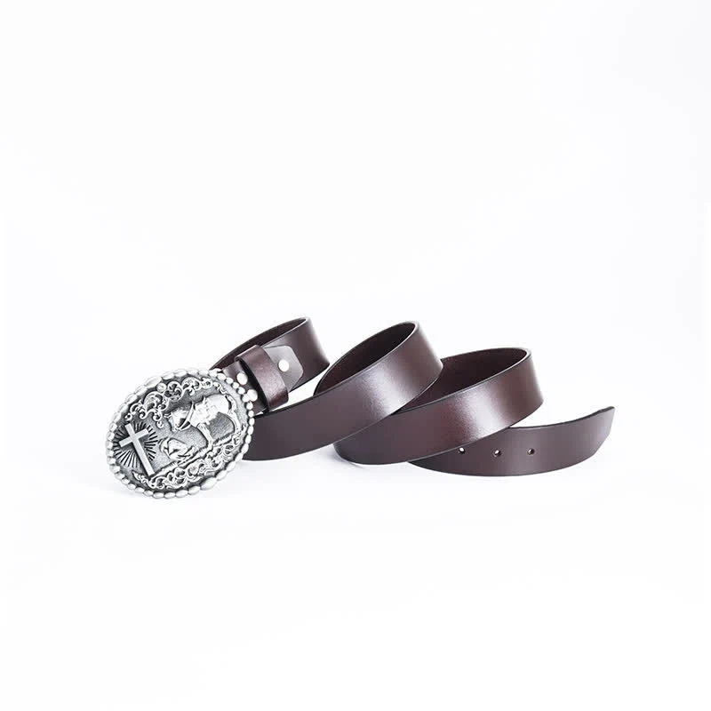 Men's Steed Cross Kneeling Prayer Leather Belt - Image 16