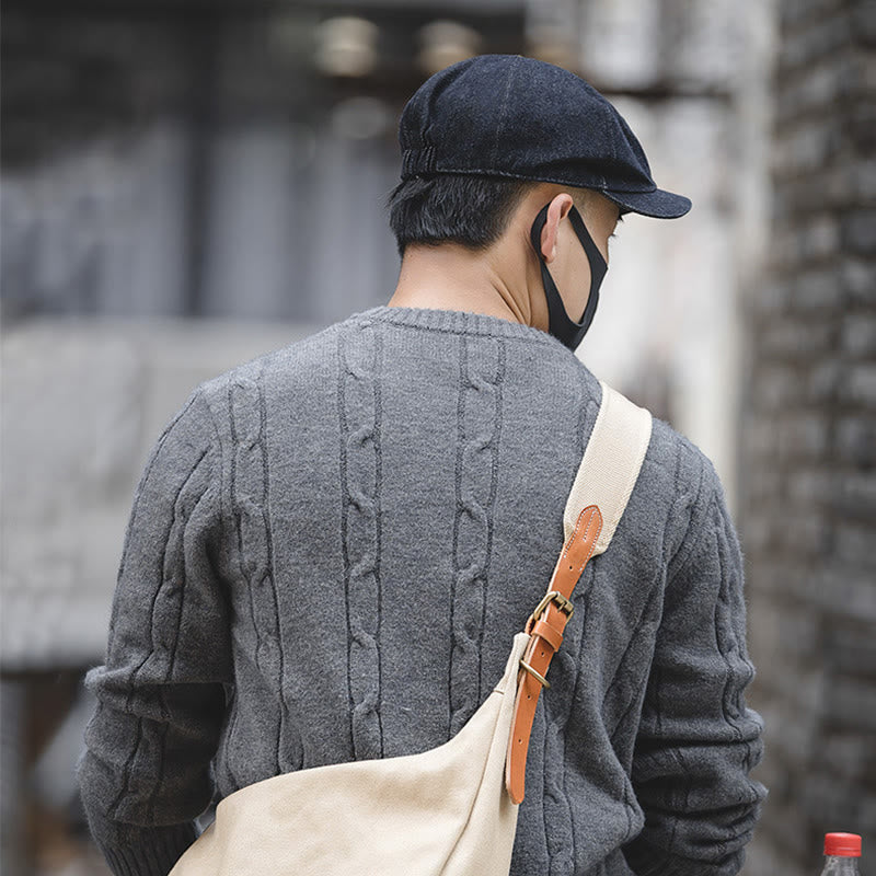 Men's Streeetwear Denim Short Brim Octagonal Newsboy Beret Cap - Image 2