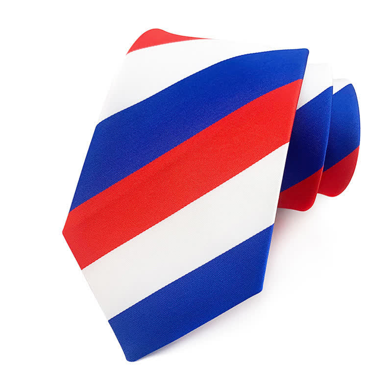 Men's Bright Colors Contrasting Striped Necktie - Image 2