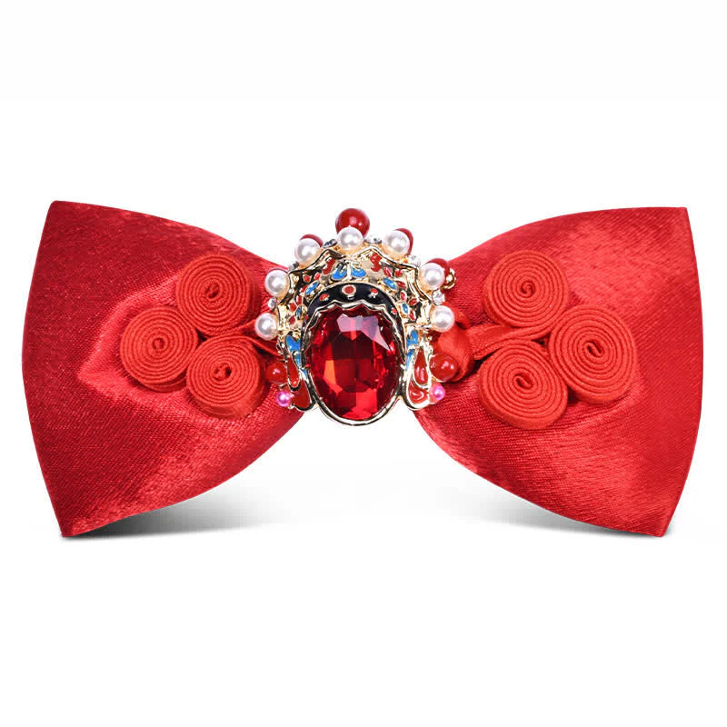 Men's Stylish Circle Decors Artificial Pearl Crystal Bow Tie - Image 4