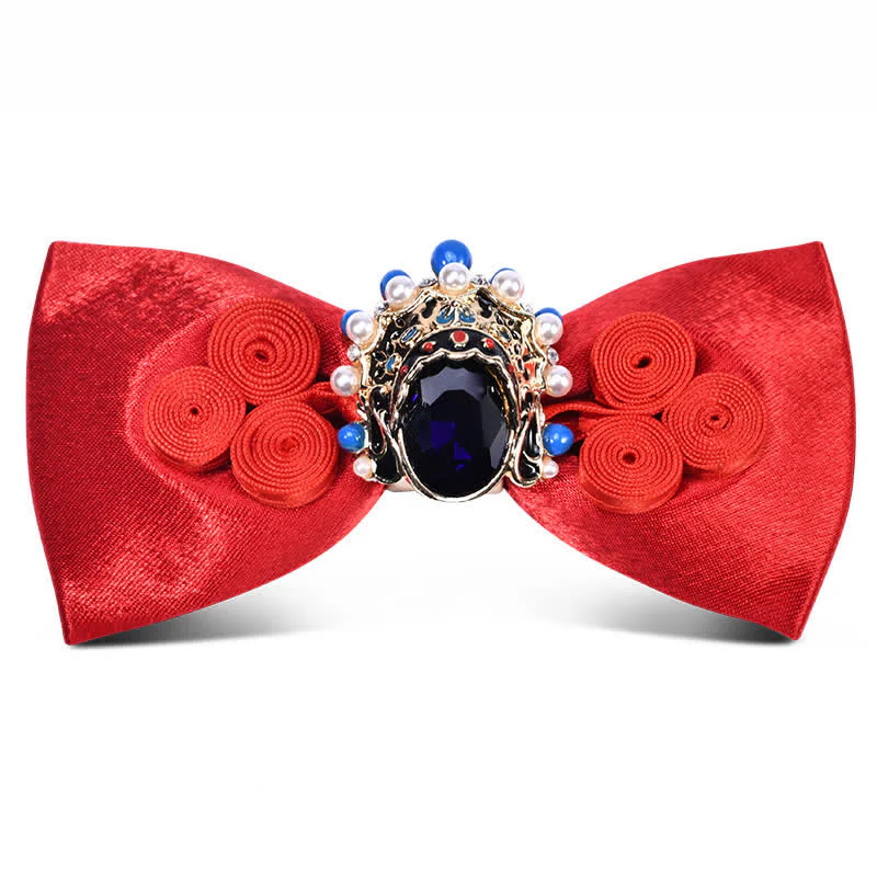 Men's Stylish Circle Decors Artificial Pearl Crystal Bow Tie - Image 5