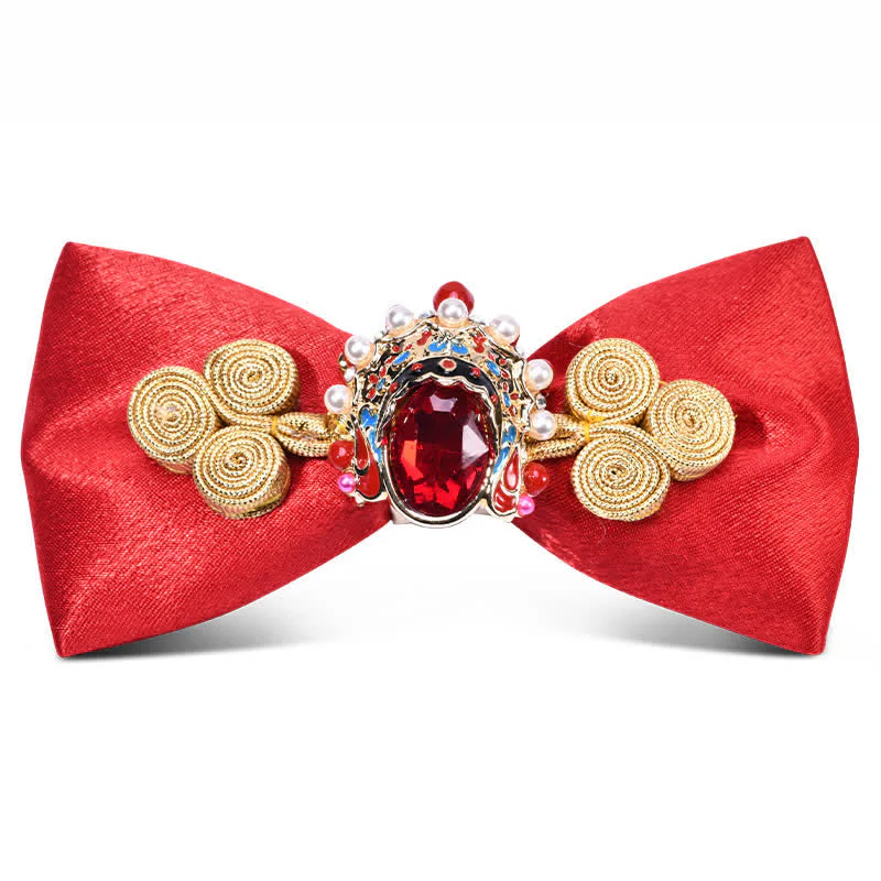 Men's Stylish Circle Decors Artificial Pearl Crystal Bow Tie - Image 6