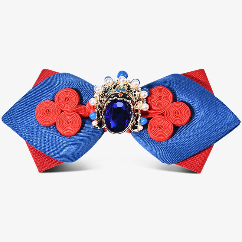 Men's Stylish Circle Decors Artificial Pearl Crystal Bow Tie - Image 7