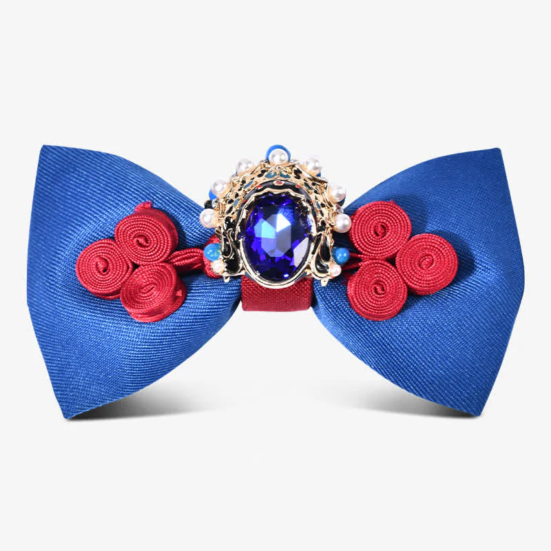 Men's Stylish Circle Decors Artificial Pearl Crystal Bow Tie - Image 8