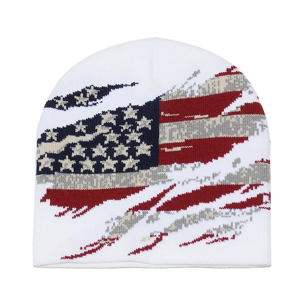 Men's Stylish Distressed American Flag Pattern Multi-color Knitted Hat - Image 6