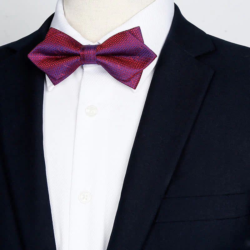 Men's Stylish Gradient Color Chequer Design Bow Tie - Image 2