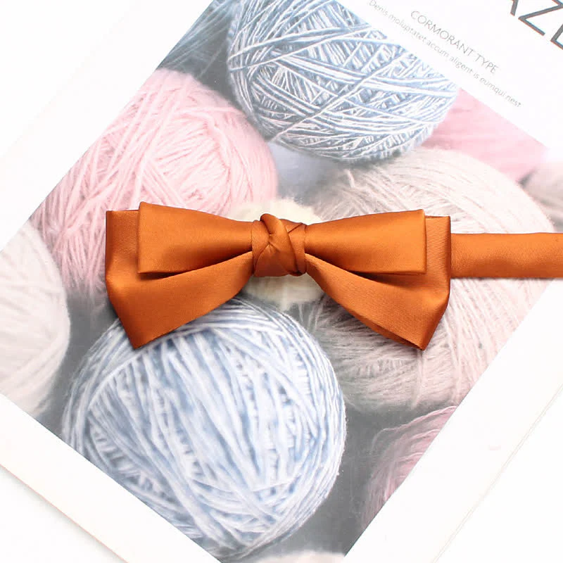 Men's Stylish Solid Color Unique Double Layered Bow Tie - Image 11