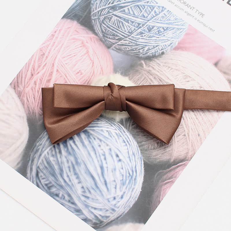 Men's Stylish Solid Color Unique Double Layered Bow Tie - Image 13