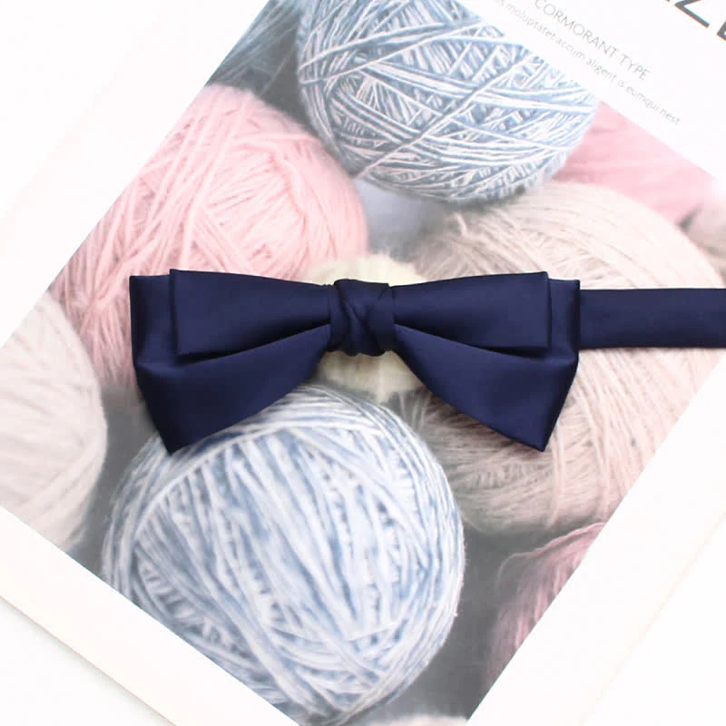 Men's Stylish Solid Color Unique Double Layered Bow Tie - Image 14