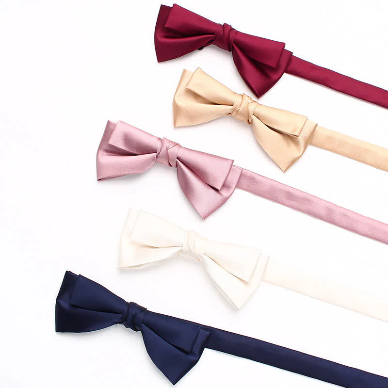 Men's Stylish Solid Color Unique Double Layered Bow Tie - Image 2