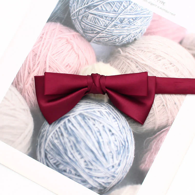 Men's Stylish Solid Color Unique Double Layered Bow Tie - Image 3