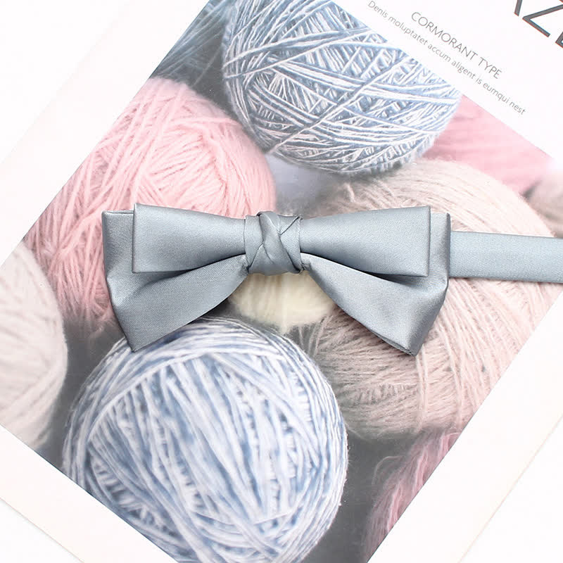 Men's Stylish Solid Color Unique Double Layered Bow Tie - Image 9