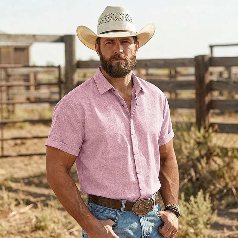 Men's Summer Retro Western Short Sleeved Shirt - Image 6