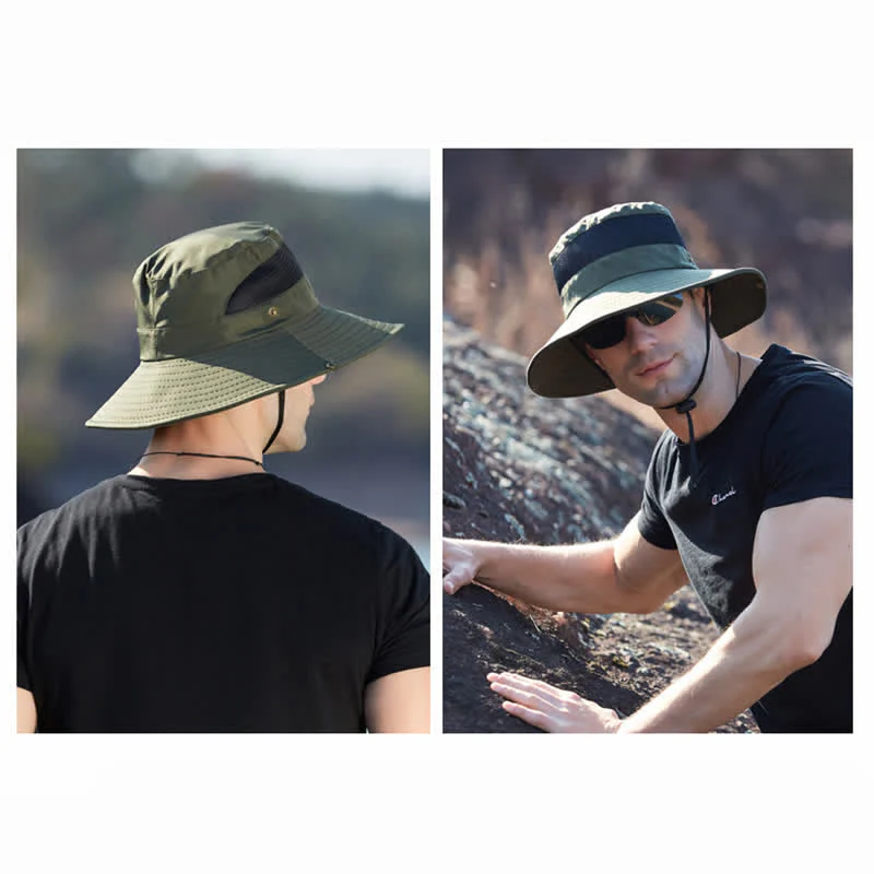 Men's Summer Sun Block Beach Travel Bucket Hat - Image 10