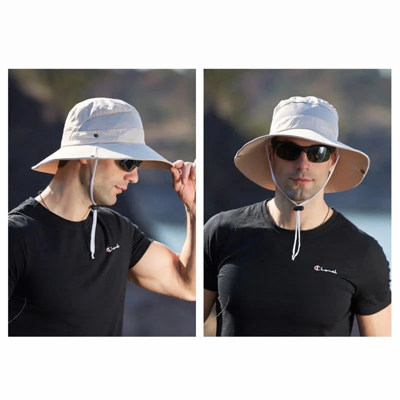 Men's Summer Sun Block Beach Travel Bucket Hat - Image 7