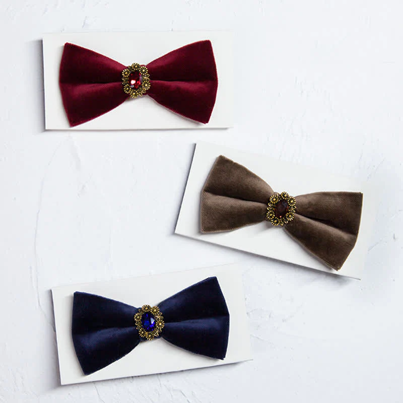 Men's Sunflower Artficial Crystal Velvet Bow Tie - Image 2