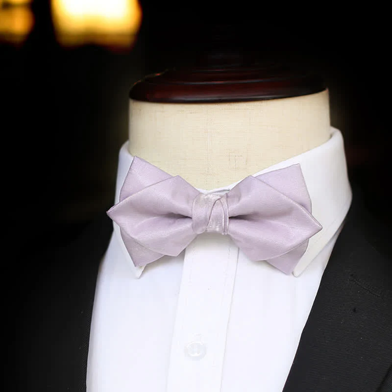 Men's Sweet Taro Violet Solid Color Bow Tie - Image 10