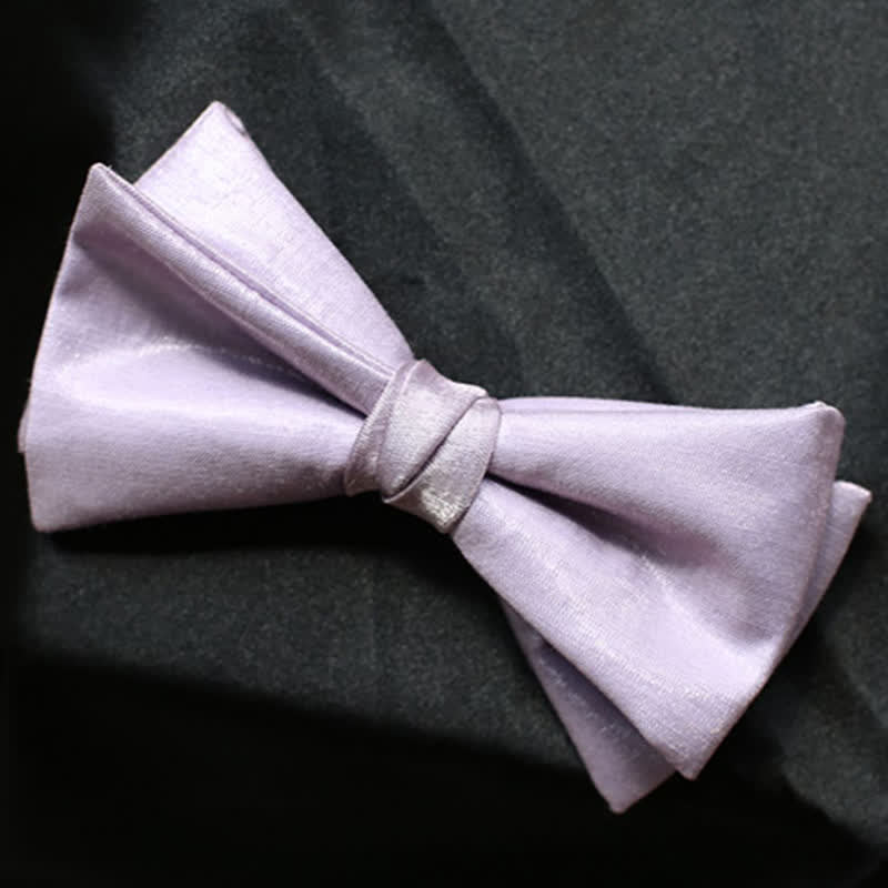 Men's Sweet Taro Violet Solid Color Bow Tie - Image 11