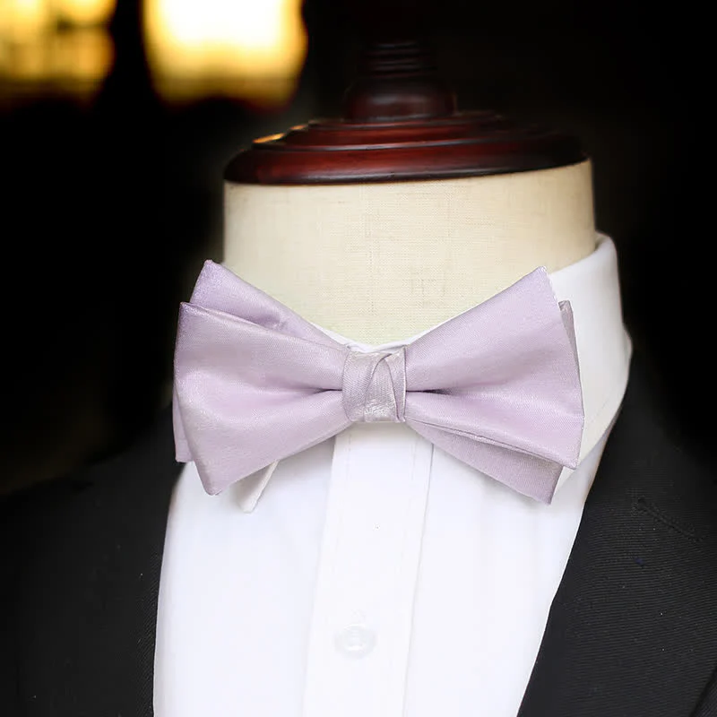 Men's Sweet Taro Violet Solid Color Bow Tie - Image 12