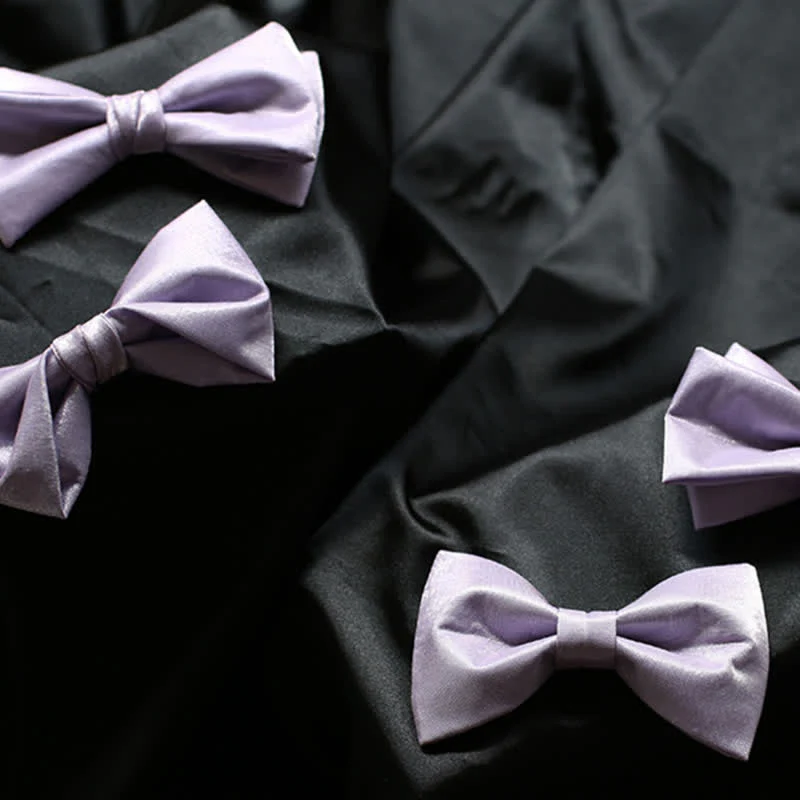 Men's Sweet Taro Violet Solid Color Bow Tie - Image 2