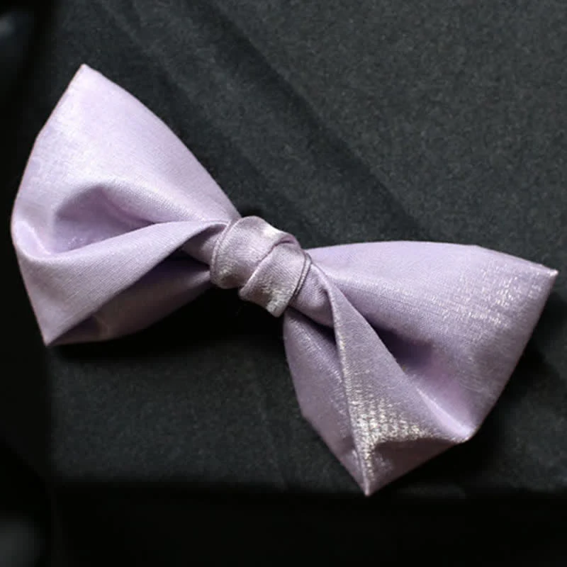 Men's Sweet Taro Violet Solid Color Bow Tie - Image 5