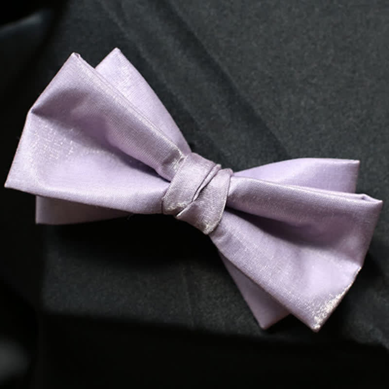 Men's Sweet Taro Violet Solid Color Bow Tie - Image 7