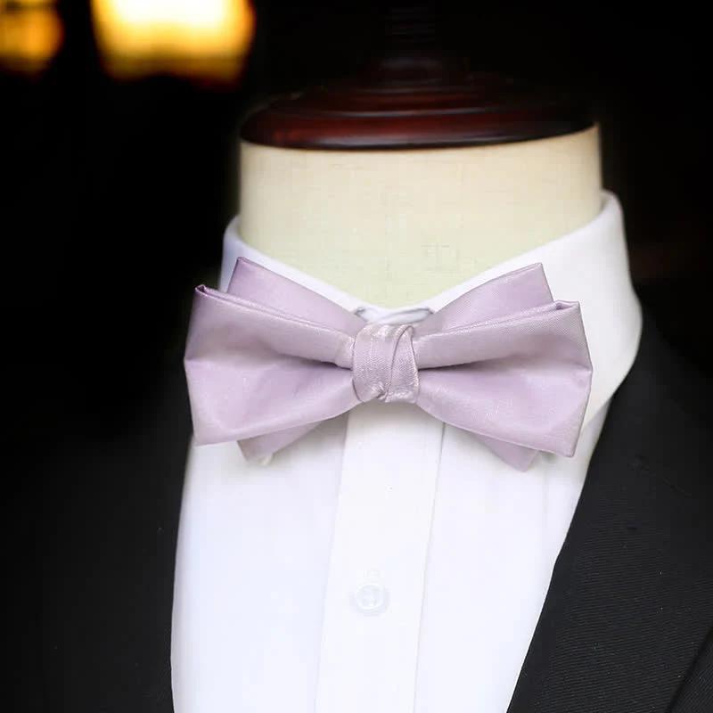 Men's Sweet Taro Violet Solid Color Bow Tie - Image 8