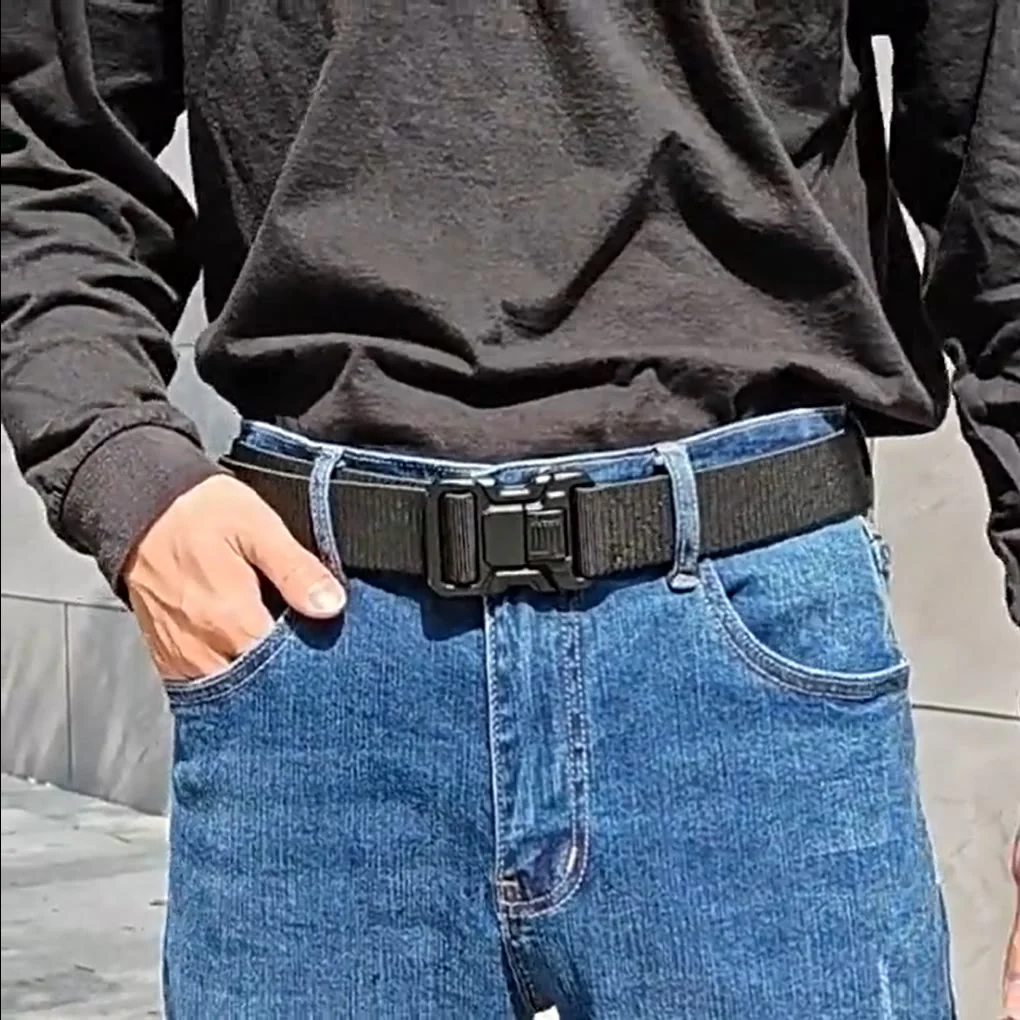 Men's Tactical Belt Elastic Quick Release Nylon Belt