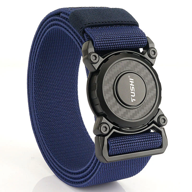 Men's Tactical Belt Round Buckle Quick Release Elastic Belt - Image 11