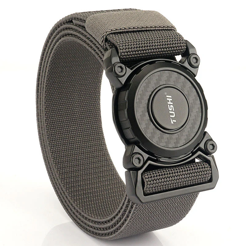 Men's Tactical Belt Round Buckle Quick Release Elastic Belt - Image 12